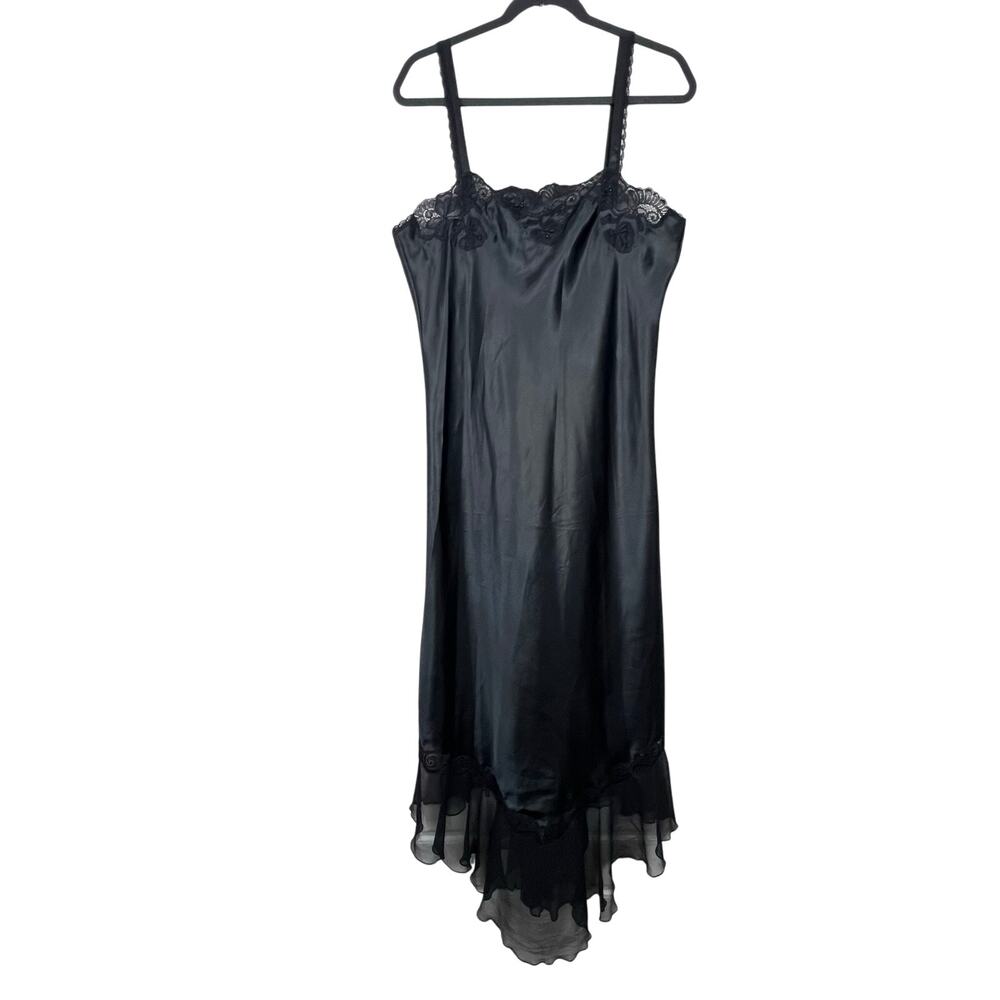 VTG ETIENNE Babydoll Beaded Lace Lingerie Ruffle Layered Hem Maxi Nightgown M